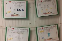 Wall display of student placards - Legacy Christian Academy, Ridgeland, SC